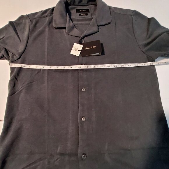 Porten & Ash Mens Modal Blend Short Sleeve Button-Up Shirt Size Small Gray - Picture 7 of 12